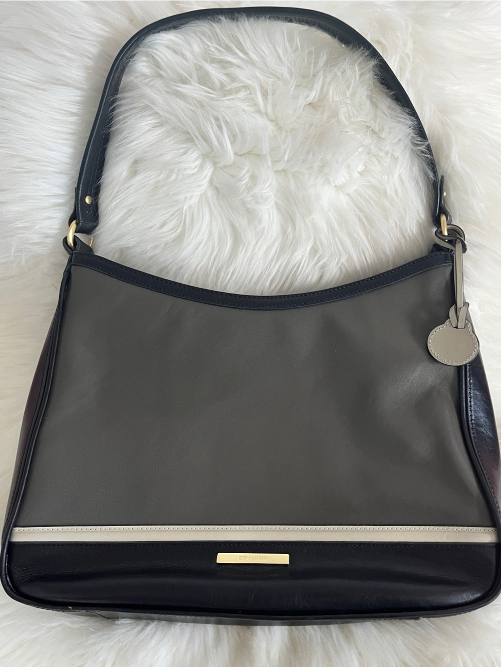 Brahmin Gray and Black Shoulder Bag Like New
